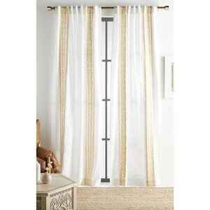 Anthropologie Camilla Embroidered Curtain White Yellow 50x96 NEW $88